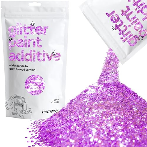 Hemway Lavanda Glitter Vernice Additivo Extra Chunky 1/24 1 millimetro per emulsione a base di acqua - Interior & Exterior parete, soffitto, legno, vernice, Matt, lucido, raso, seta - 100g / 3,5 once