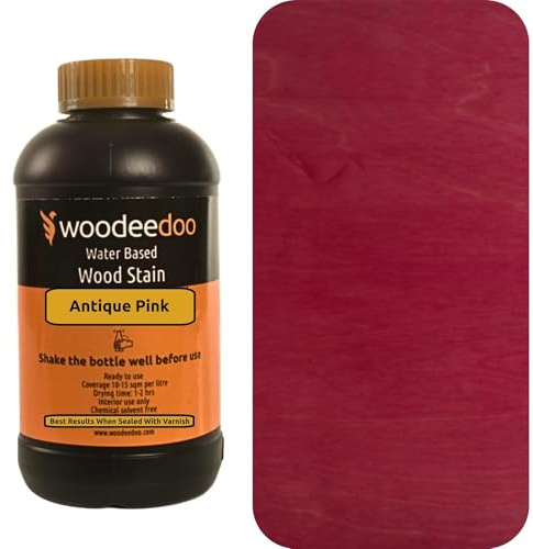 WooDeeDoo Water Based Wood Stain | Wood Dye | Ready to Use | Environmentally Friendly | Solvent Free | Odour Free | 450 ml | Antique Pink