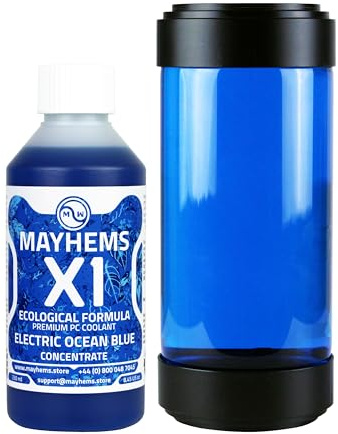 Mayhems - X1 Concentrate PC Coolant - Computer Water Cooling Fluid - Liquid Cooling, Eco Friendly Series, 250 ml, Electric Ocean Blue