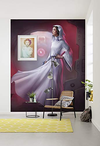 Komar Vlies Fototapete Star Wars Classic Leia | Größe: 200 x 250 cm (Breite x Höhe), Bahnbreite 50 cm | Tapete, Wandbild, Dekoration, Wandbelag, Kinderzimmer, Schlafzimmer | DX4-046, rot, weiß
