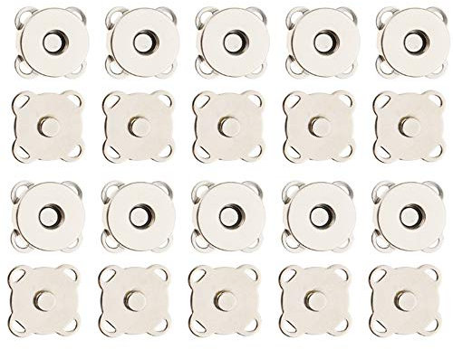 Nuluxi Nähen Druckknöpfe Magnetverschlüsse für Bekleidungszubehör Magnetische Knopf Praktisches Zubehör Verwendet für Nähen Handarbeiten Basteln Kleidung Tasche und Sammelalben- 30 Stück/18mm (Silber)