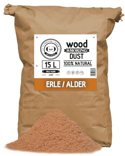 GRILLGOLD Sciure de Bois pour fumoir. Fumer Poisson, Viande, légumes. Sac Papier 15L aulne
