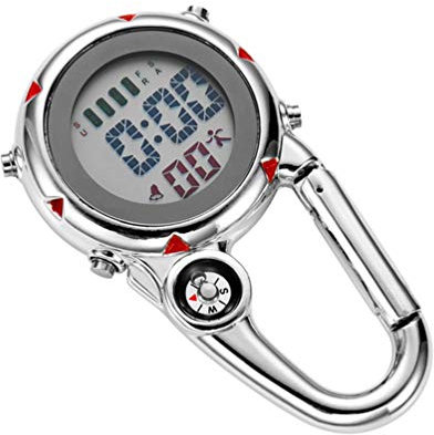 BESPORTBLE Clip auf Uhr Rucksack Karabiner Uhr Taschengürtel Uhr zum Wandern Klettern Reisen Outdoor-Aktivitäten (Rot)