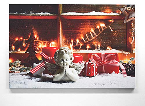 Bezauberndes Wandbild zu Weihnachten, Christkind - als großes XXL Leinwandbild 120x80cm. Ideal als Hintergrund und Dekoration für Wohnzimmer & Schlafzimmer. Aufgespannt auf 2cm Holzrahmen