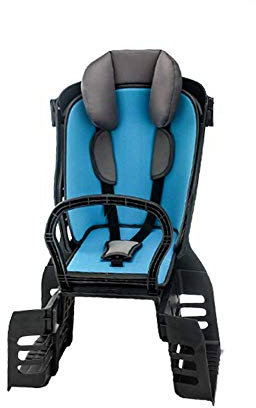 RONGJJ Kinderfahrradsitz, Fahrradrücksitz-Kindersitz, Faltbarer Kinderfahrradsitz Mit Rutschfester Armlehne Mit Kopfstütze Und 3-Punkt-Sicherheitsgurten Geeignete Kinder 2 Bis 6 Jahre, Blue