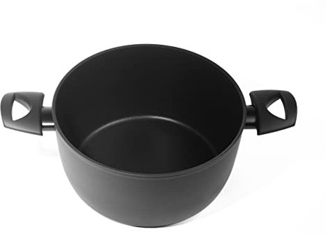 ROSSO SFERA TVS Casseruola Antiaderente, Casseruola Induzione, 24 Centimetri, 7 Strati Rivestimento Minerale, Alluminio Pressofuso, Nera, Made in Italy