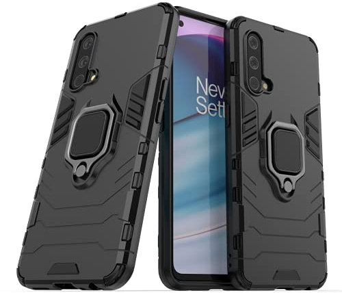 IMIRST OnePlus Nord CE 5G Hülle 360 Grad Drehbar Ringhalter Cover TPU Handyhülle 2 In 1 Plastic Silicone Case Heavy Duty Schutz Hybrid Stoßfest Schutzhülle für OnePlus Nord CE 5G. HB Black