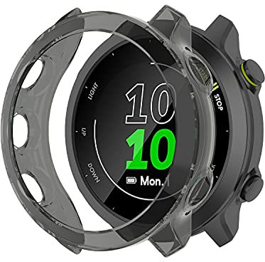 BoLuo Silicone Cover compatibile con Garmin Forerunner 55,Morbida TPU Protettivo Case Skins Copertura Resistente Custodia,Smart Watch Shell per Garmin Forerunner 55/158 Watch Accessories (Nero)