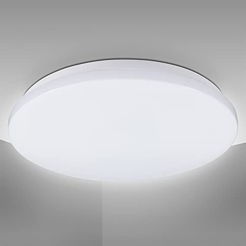 B.K.Licht - Deckenlampe mit indirektem Licht, neutralweiße Lichtfarbe, 15 Watt, 1500 Lumen, LED Deckenleuchte, LED Lampe, Wohnzimmerlampe, Schlafzimmerlampe, Küchenlampe, 27x5x4 cm, Weiß