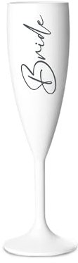 Print Maniacs Champagne Premium White Flute Glass Bride Groom Mr Mrs Wedding Maid Honour Wine Cocktail Prosecco Celebrations Gift (Grey, Bride)