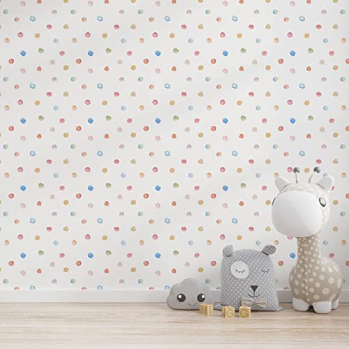 TADESSI Tapete Kinderzimmer M1-No.766 Vliestapete Bunt Weiß Tapete mit Punkten Jungenzimmer Mädchenzimmer