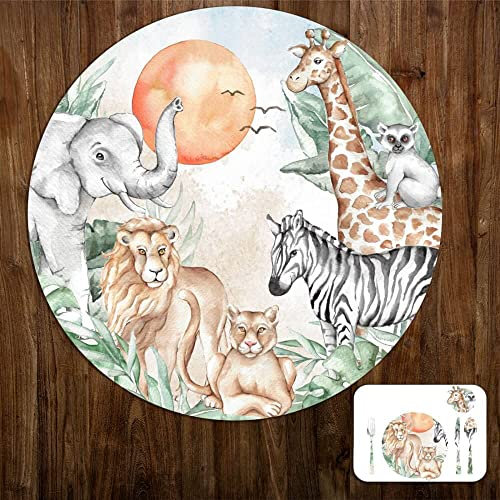 INSPIO Spielteppich Safari und personalisiertem Namen Teppich mit Wunschname für Kinderzimmer 113cm Material: Vinyl