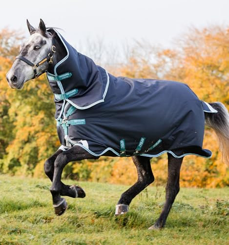 Horseware Amigo Bravo 12 Plus medium mit Halsteil Navy/Aqua Gr. wählbar (145)