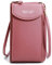 Hernin Handy Umhängetasche,Damen Handytasche Frauen Schultertasche mit Kartenfächer Verstellbar Abnehmbar Schultergurt für Handy unter 7 Zoll（Dunkelrosa）