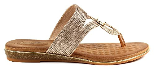Ladies Ezra Rose Gold Toe Post Sandal 6 Rose Gold