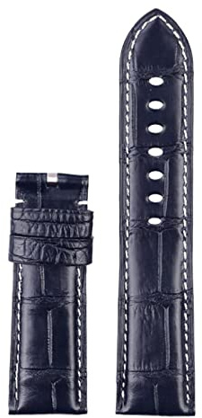 Chlikeyi Uhrenarmband Krokodilleder HerrenArmband Bambus Krokodilleder Uhrenarmband 22 mm 24 mm, Blue, 24 mm