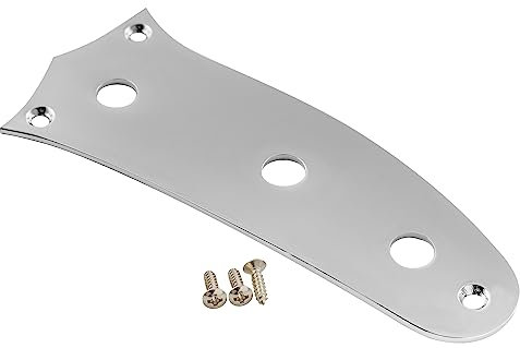 Musiclily Pro Stahl 3 Löcher Gitarren Kontrollplatte Control Plate für Mustang Style E-Gitarre, Chrom