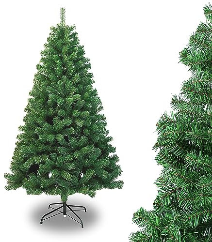 Ansobea - Albero di Natale artificiale, 150 cm, in plastica, con 350 punte, pieghevole, resistente al fuoco, in metallo, con robusto supporto per albero di Natale, colore verde