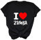 Lässiges Damen-T-Shirt I Love Zumba Dance Graphic Print Kurzarm-T-Shirt mit Rundhalsausschnitt für Freizeit Sport Fitness Yoga