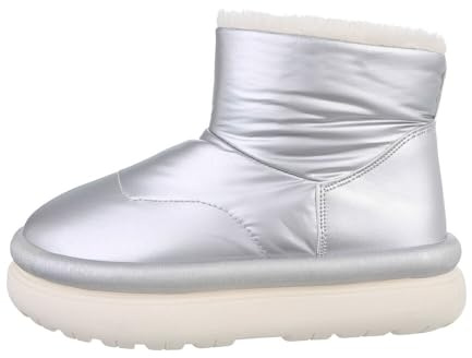 Ital Design Damenschuhe Stiefeletten Plateaustiefeletten, 5860-1-1-, Kunstleder, Silber, Gr. 39