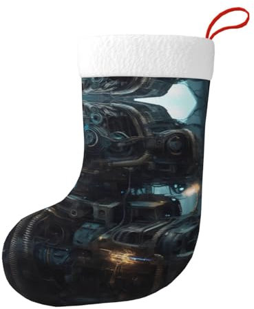 BROLEO Future Robot Prints Weihnachtsstrümpfe - weich, leicht geeignet für Christbaumschmuck