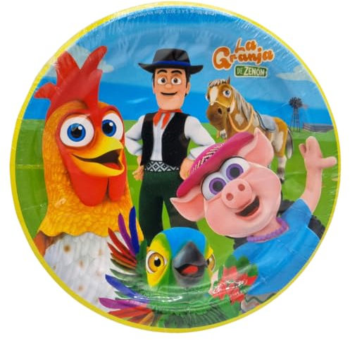 BeenSmile, 8 PLATOS 18 CM LA GRANJA DE ZENON, Platos Desechables para Fiesta de Cumpleaños Infantil, Artículos de Decoración para Fiestas Temáticas