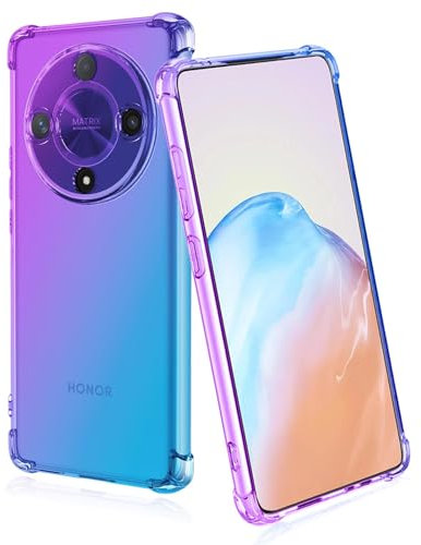 BORYA Silicone Coque pour Honor Magic6 Lite 5G (Magic 6 Lite), Transparent Souple Soyeux Très Mince Antichoc Premium TPU Bumper Housse, Anti-Rayures Élégant Coloré Pente Étui, Bleu/Violet