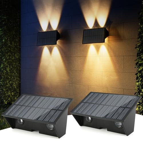 Weinsamkeit 2 PCS Luz Solar Exterior, ámpara de pared solar para exterior, luz solar exterior jardin, iluminación LED para exterior, impermeable, inalámbrica, impermeable, para porche, camino, garaje