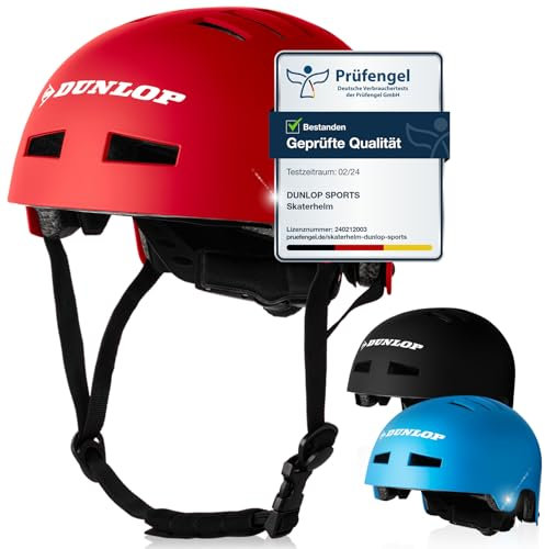 DUNLOP SPORTS Fahrradhelm Kinder Jugendliche Erwachsene - Test Sehr Gut - Leichter robuster Urban Allrounder Helm, 14 Fach belüftet, Schnellverschluss, Auto Kopfanpassung (Rot, M (54-58cm))