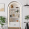 ciontwo Arched Book Shelf, Bookcase with Doors Storage, 180cm Tall Bookshelf with Sturdy Metal Frame, E1 Quality Boards, Freestanding Display Shelving Unit Living Room, Rustic Brown (Whiet)