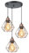 TOKIUS 3-flammig Pendelleuchte Vintage Industrial Hängelampe mit Geometrischem Design E27 Lampe aus Eisen Käfig Lampenschirm Retro Hängeleuchte für Esstisch Küche (Kupferrost, Pendellampe, Rondell)