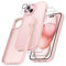 FLLAO 4 en 1 Coque pour iPhone 15 avec 2 Verre Trempé et 1 Caméra Protecteur, [Coussin d'air Intégré] Antichoc Antirayures Bumper Protection Housse pour iPhone 15 6.1, Rose Clair