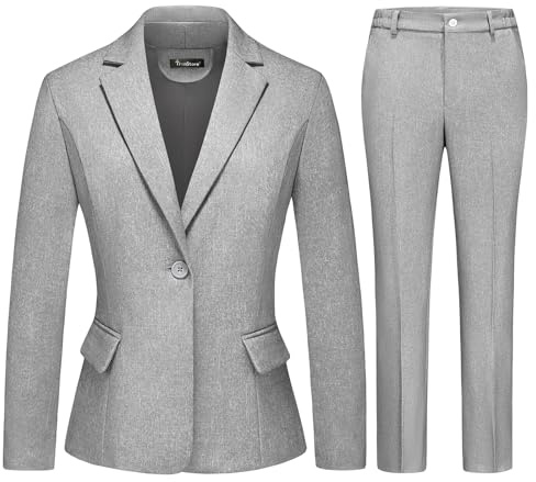 TRONSTORE Damen-Business-Anzug, 2-teilig, schmale Passform, klassisches Blazer-Hosen-Set für Damen, formelles Büro
