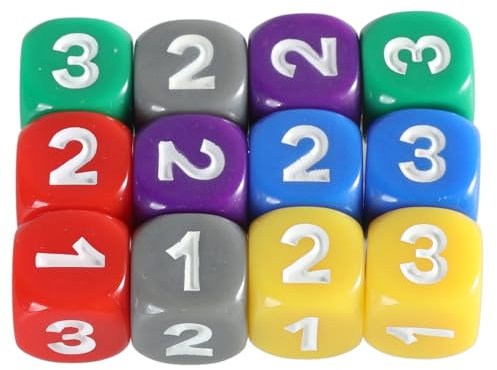 RPFROP Set di 12 dadi da gioco da 13 mm con numeri grandi a 6 lati in acrilico dadi educativi ad angolo arrotondato