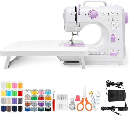 Astrowinter Mini Sewing Machine for Beginner (Extension stand, Sewing Supplies Set included) - Electric Overlock Sewing Machines - Small Household Sewing Handheld Tool AW-005-A45