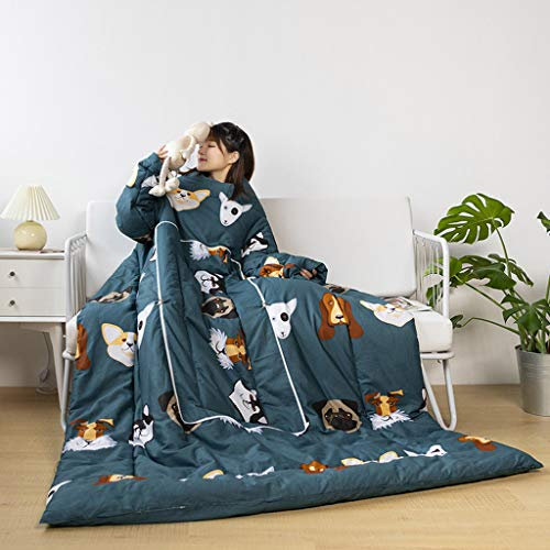 Blanket with Sleeves Warm Versatile Lazy Pillow Quilt Winter Thick Washed Quilt Blanket Soft Plush Wearable Throw for Couch Home Nap