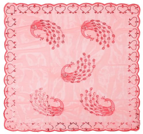 DEARMAMY 1Stk Braut Pfau Hijab wedlock wedding bridal veil brautkleidung brautgeschenk Braut- Blumenmädchen-Kopfschmuck Party Hochzeit Spitze roter Schleier Spitze Pailletten Schleier Garn