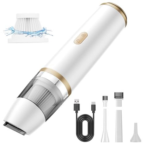 VEIOK Handheld Vacuum Cleaner, 9000Pa Car Vacuum Cleaner with Built-in LED Light, Hand Held Vacuum Cordless, Portable Rechargeable Mini Vacuum with 4000mAh Battery, Car Hoover for Car, Home (White)