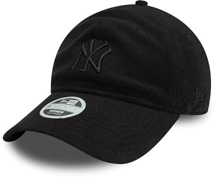 New Era NY Cap Frottee Design verstellbar unstrukturierte Krone Damen Frau Mädchen MLB Kappe Tonal schwarz - One-Size