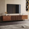 Meuble TV Mid-Century Modern pour téléviseur de Plus de 80 Pouces – Meuble Bas TV avec Espace de Rangement – Centre de Divertissement en Noyer pour Salon et Chambre à Coucher (180)