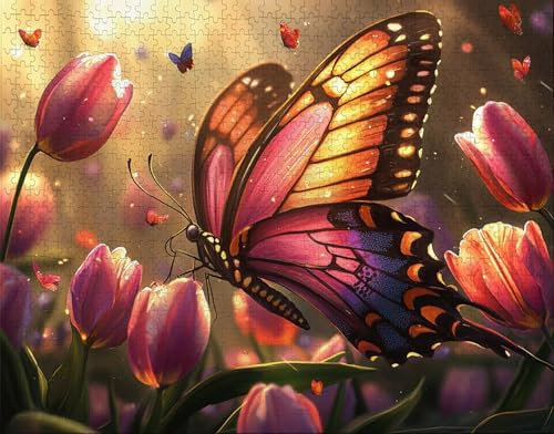 Puzzle 150 Teile, Puzzle Erwachsene, Blume Puzzlematte, Indoor-Puzzlematte-Kreativspiel zur Entspannung von Erwachsenen und Erziehung Schmetterling, Geschenke auf Ganzen U-2