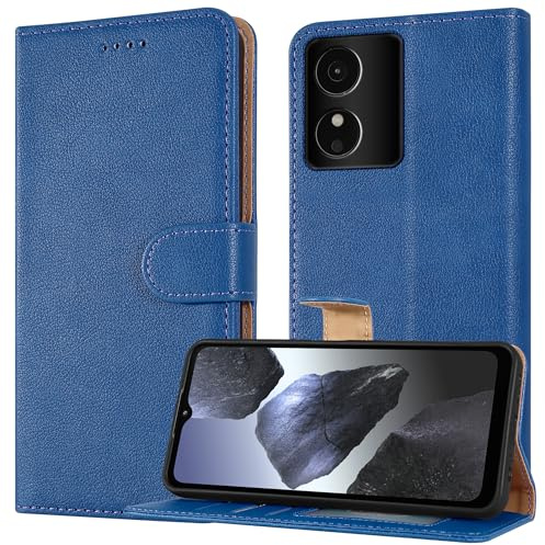 PIXFAB Schutzhülle für HMD Key/HMD Aura 2, Leder, Brieftaschen-Handyhülle, Magnetbuch-Klapphülle [RFID-Schutz und Kartenfächer] und [Ständer] Schutzhülle für HMD Key/HMD Aura 2 - Blau