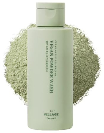 [VILLAGE11FACTORY] CLEAR GREEN TEA ENZYME VEGAN POWDER WASH (60g) Korean Skincare - Feuchtigkeitsspendend - Sanftes Peeling - Beruhigende Reinigung für Empfindliche Haut
