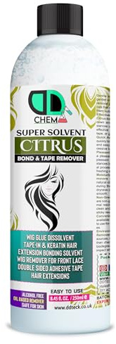 Citrus Super Solvent Bond & Tape Remover, Hair Extensions Remover Easy to Use Adhesive Tape Remover Wig Glue Dissolvent Gentle on skin best multipurpose remover Alcohol free (250ml)