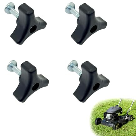 Set aus 4 Universellen Rasenmähergriffen mit Flügelmuttern und Schrauben – Robustes und Ergonomisches Zubehör für Rasenmäher, Einfacher Austausch und Universelle Kompatibilität für Verschiedene Modell
