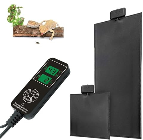 Heizmatte Für Reptilien, 5W-220W Wasserdichte Wärmematte Für Reptilien Unter Terrarium Mit Temperaturkontrolle, Heizmatte Für Reptilien Sicher Und Verstellbar 20*20cm(10W)