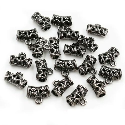 20pcs 12x9mm Beads Bails Pendants Jewelry Making DIY Necklace Silver Plated Gold Black Bails Pendants Charm Jewelry Supplies-Gun Black