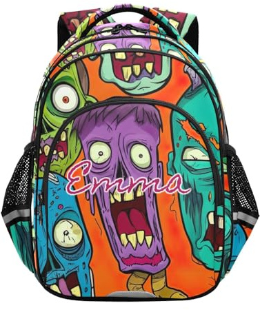 RPLIFE Rucksack für Kinder, Motiv: Monster Zombie, Cartoon, Schulrucksack für Jungen und Mädchen, Rucksack für Grundschule