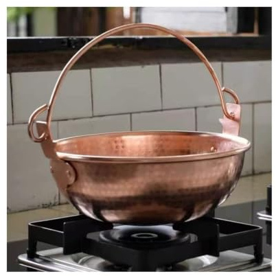 Hammered Copper Pot Vintage Copper Hanging Pot,Outdoor Camping Thickened Cooking Utensil Simmering Pasta Stewing,Handcrafted Hammer Texture