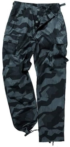Mil-Tec US Ranger Hose Typ BDU • Herren Cargohose mit 6 geräumigen Taschen • Taktische Hose mit verstellbarem Kordelzug & Gürtelschlaufen • Feldhose für Outdoor, Arbeit & Freizeit • Splinternight, M